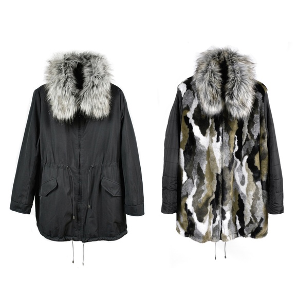 ADRIENNE LANDAU Reversible Faux Fur Coat (1X) - Picture 1 of 9